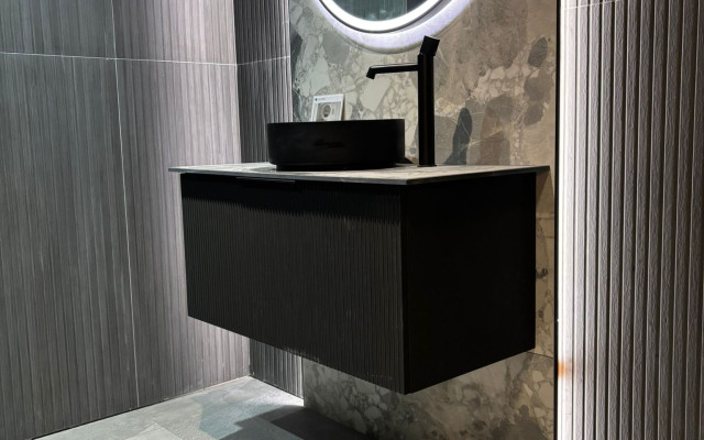 Barkers Home Of Interiors - Matt Black Vanity Unit With Mirror