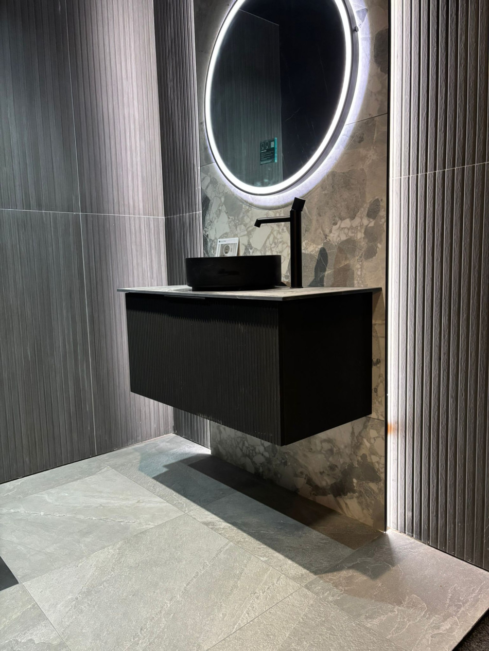 Barkers Home Of Interiors - Matt Black Vanity Unit With Mirror