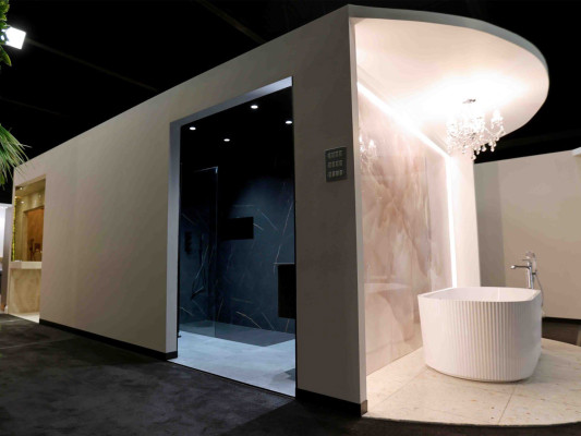 A spacious bathroom featuring a soaking tub at Barkers Home of Interiors, Maidstone, Kent.